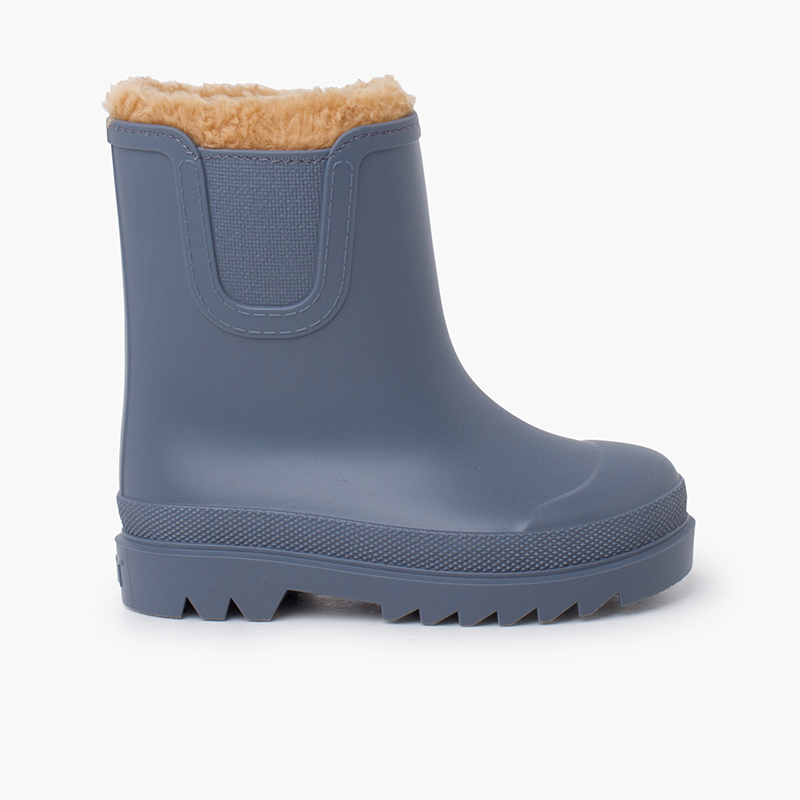 Bottes de pluie pour enfants avec tissu fausse fourrure mouton