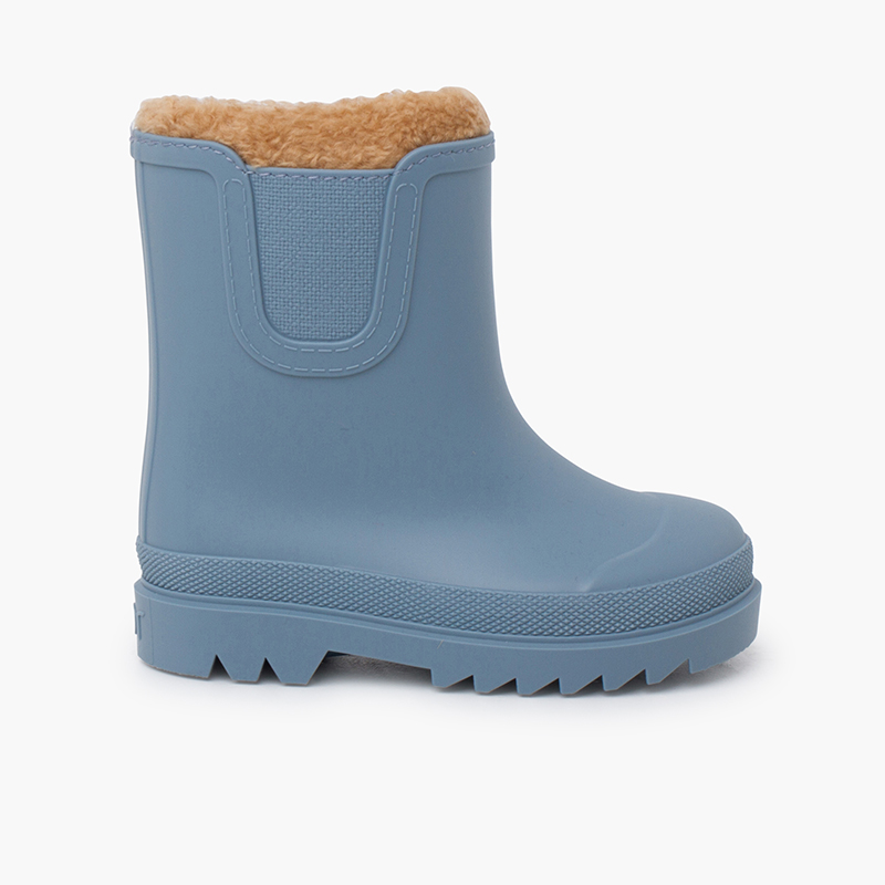 Bottes de pluie pour enfants avec tissu fausse fourrure mouton