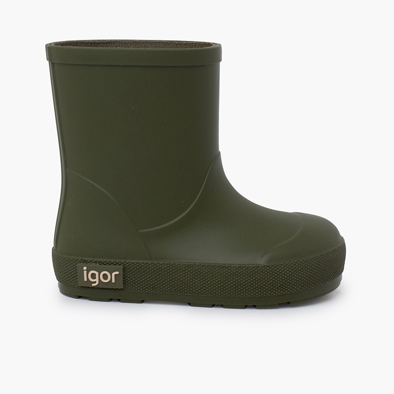Bottes pluie souples enfants semelle fine Kaki