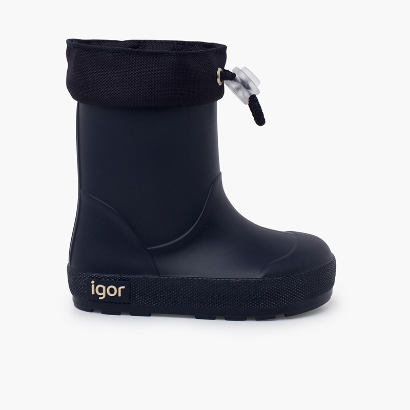 Bottes pluie souples col ajustable enfants Bleu Marine