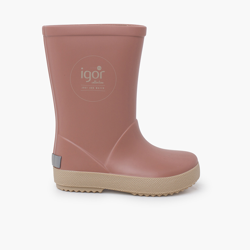 Bottes pluie enfants semelle beige Rose