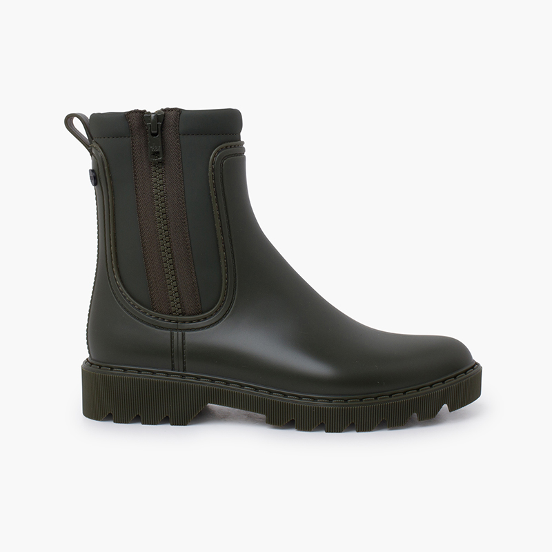 Bottines pluie femme doublure intérieure douce Kaki