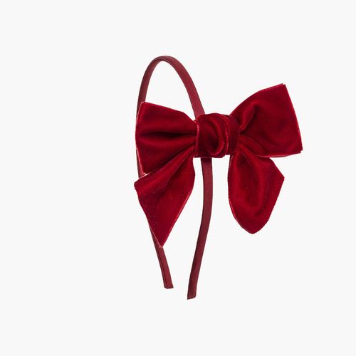 Bandeau en satin avec nœud en velours Rouge