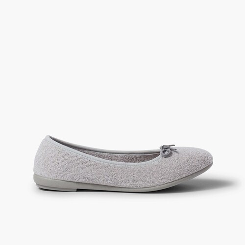 Chaussons Ballerines en Tissue Serviette Gris