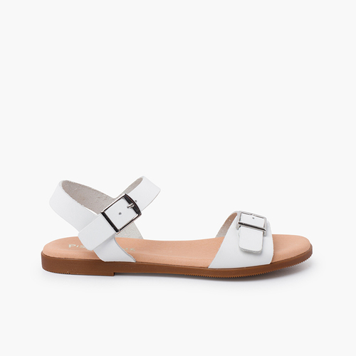 Sandales large boucle sur le cou-de-pied Blanc