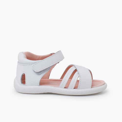 Sandales premiers pas sangles croisées Blanc