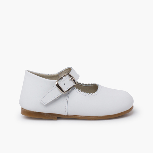 Chaussures babies cuir semelle caramel Blanc