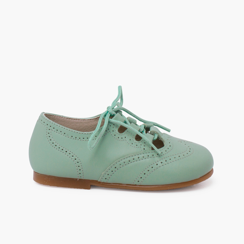 Chaussures anglaises cuir semelle caramel Vert Eau