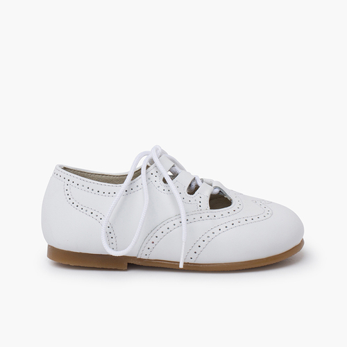 Chaussures anglaises cuir semelle caramel Blanc