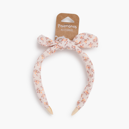 Bandeau nœud fleurs Liberty Pêche
