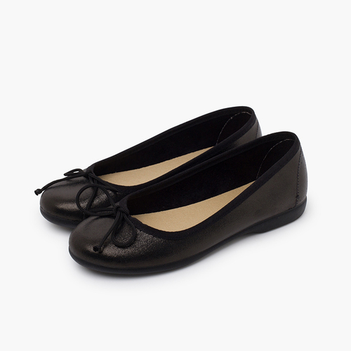 Ballerines brillantes et petit nœud Noir
