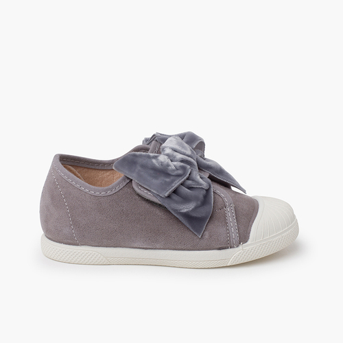 Baskets nœud velours Gris