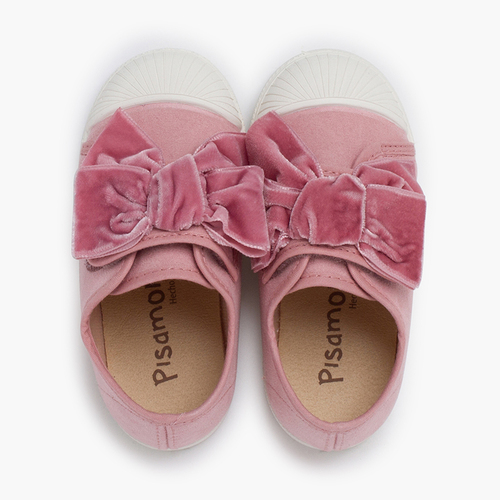 Baskets nœud velours Rose