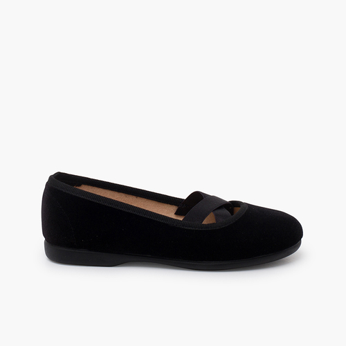 Ballerines en velours style ballet Noir