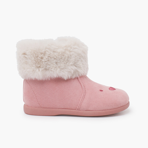 Bottes ours collier en fourrure Rose