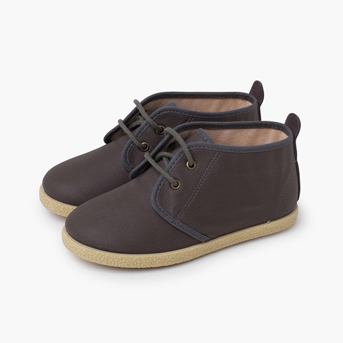 Botte cuir vegan lacets Gris