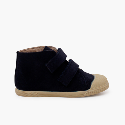 Botte suède double scratch Bleu Marine