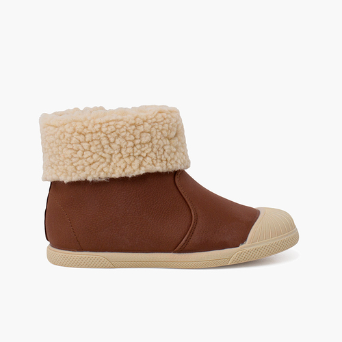 Bottes cuir vegan fermeture éclair Marron