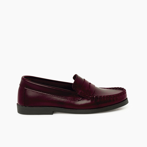 Mocassins en cuir nappa souple Bordeaux