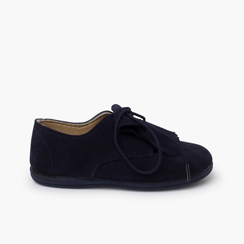 Derbies suède languette franges Bleu Marine