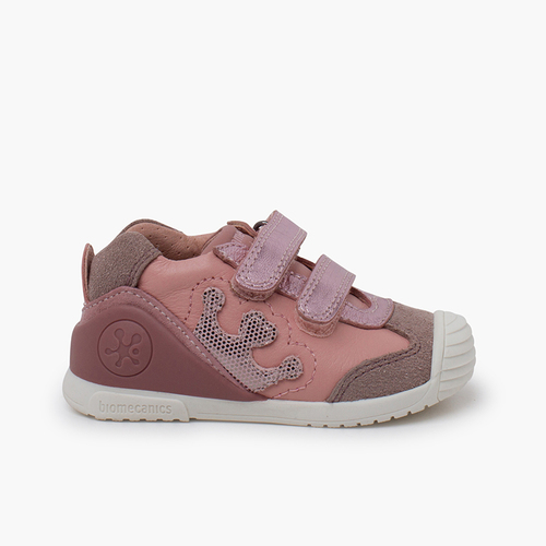 Baskets Biomecanics double fermeture adhésive couronne Rose