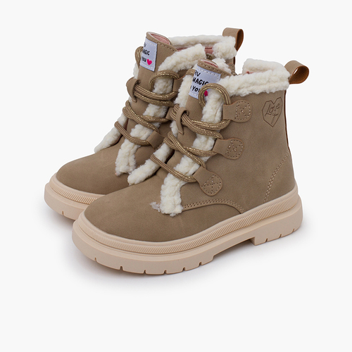 Bottes Garvalín fourrure lacets Taupe