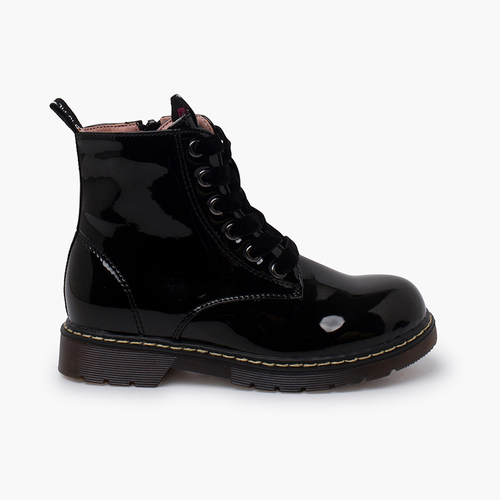Bottes lacets velours effet verni Garvalín Noir