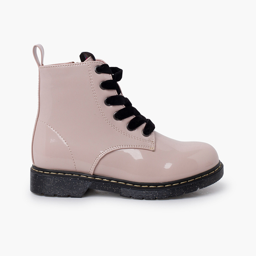 Bottes lacets velours effet verni Garvalín Rose
