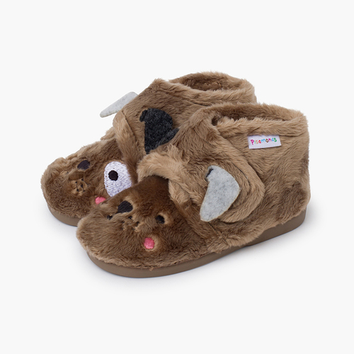 Chaussons animaux peluche Taupe