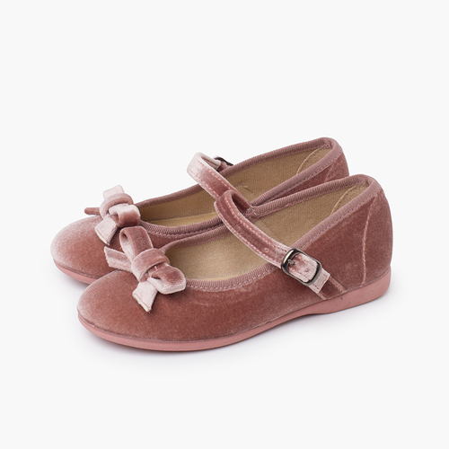 Babies velours fille petit nœud Rose Pâle