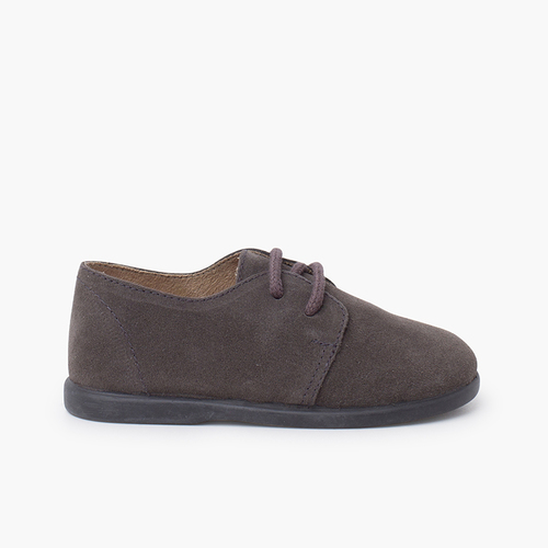 Derbies suède lacets garçon semelle fine Gris