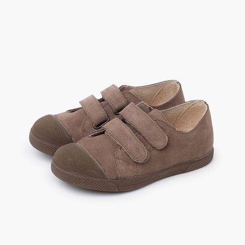 Baskets suède enfants bout en caoutchouc Taupe