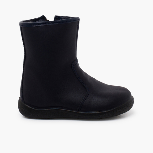 Bottes lisses cuir lavable enfants Bleu Marine