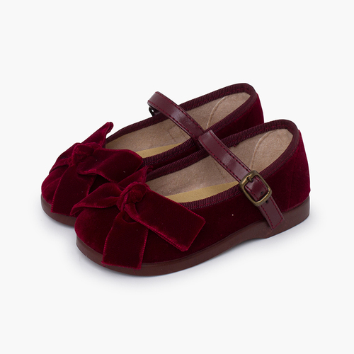 Babies bride simili cuir nœud velours Bordeaux