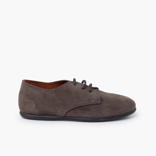 Derbies enfants suède lacets Gris