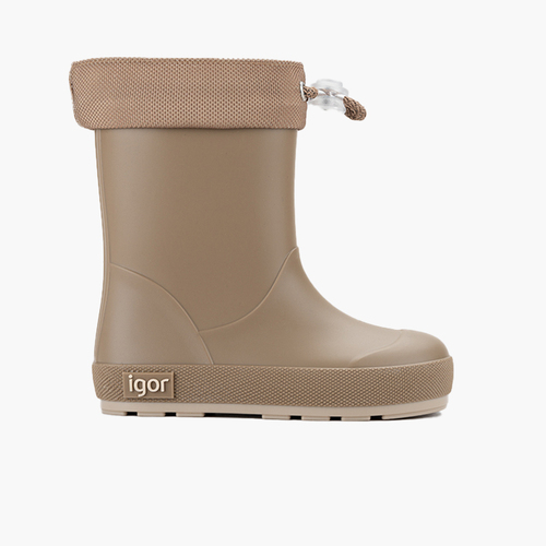 Bottes pluie souples col ajustable enfants Beige