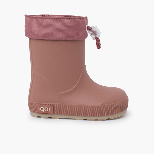 Bottes pluie souples col ajustable enfants Rose