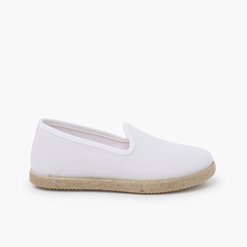 Espadrilles habillées enfants lin Blanc