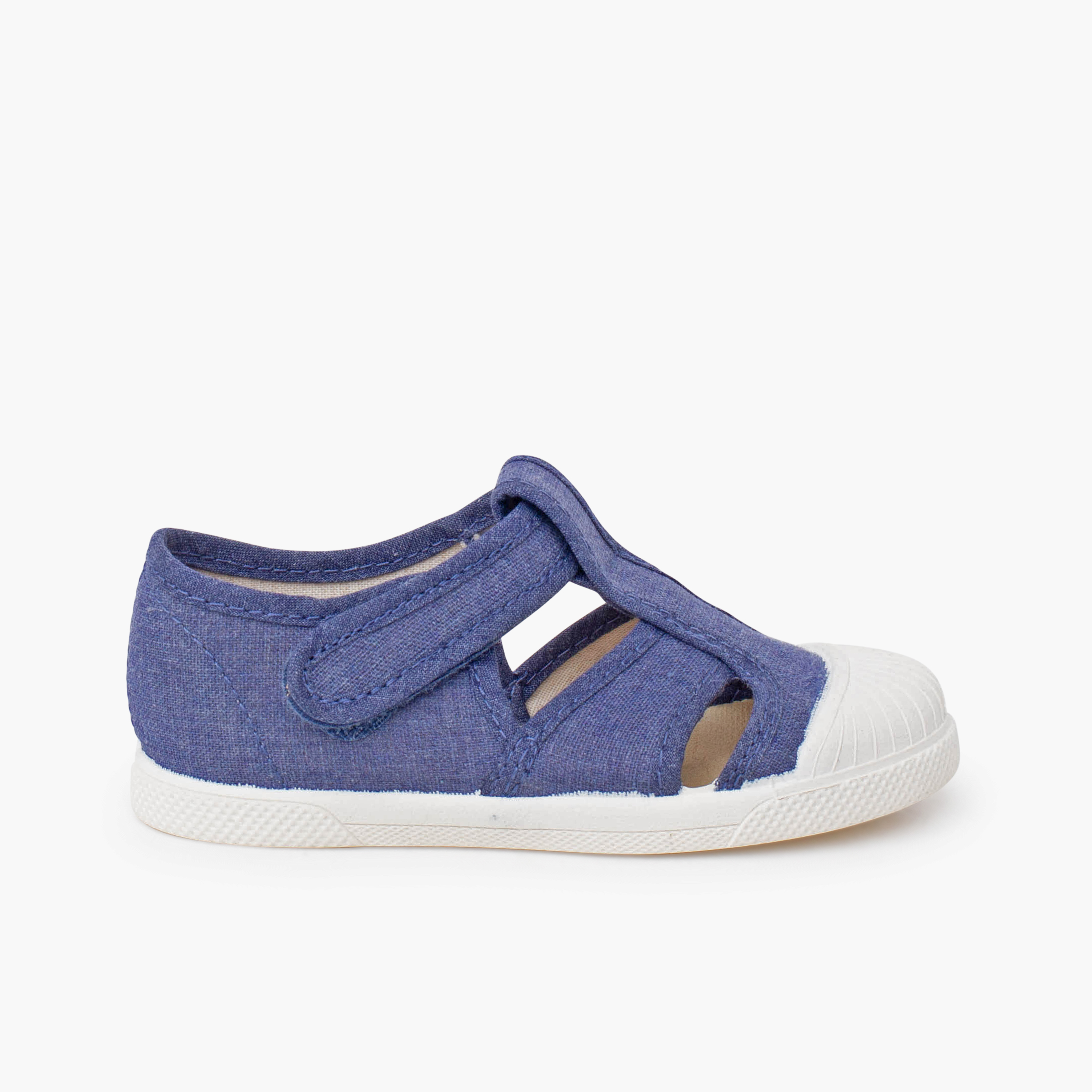 Sandale souple en toile pour enfants Bleu denim