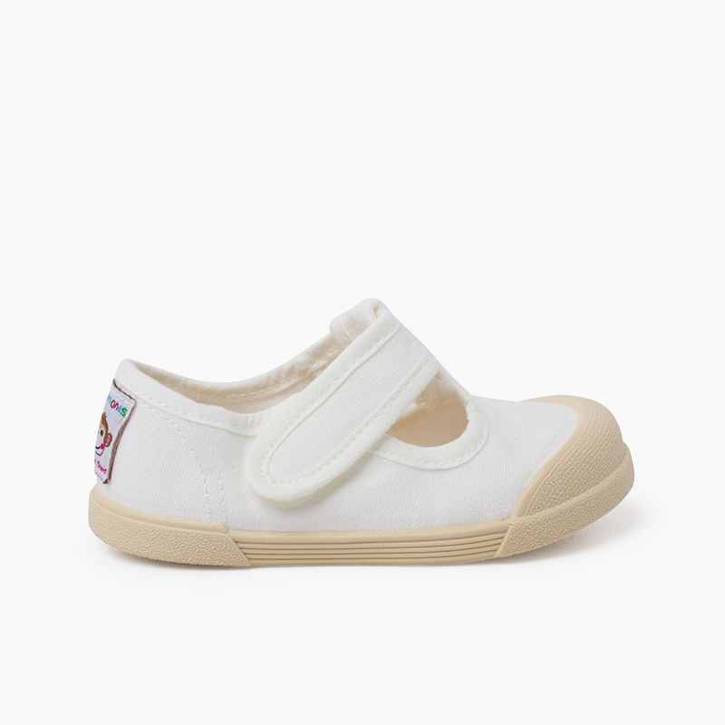 Chaussures salomés barefoot souples en toile Blanc