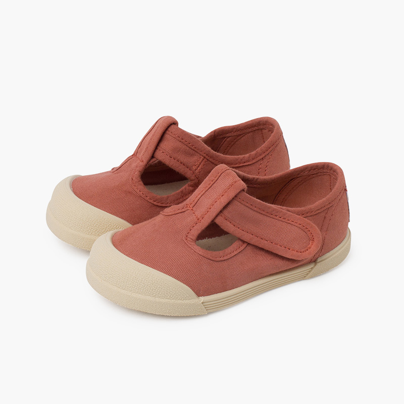 Chaussures salomés barefoot souples en toile Terracota