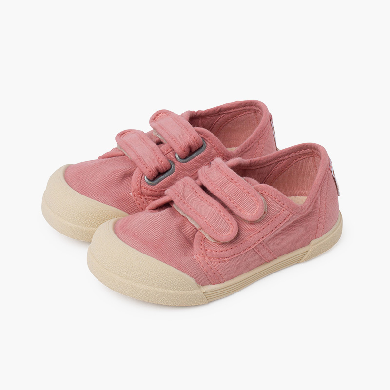 Baskets bout barefoot fermeture à scratch Vieux Rose