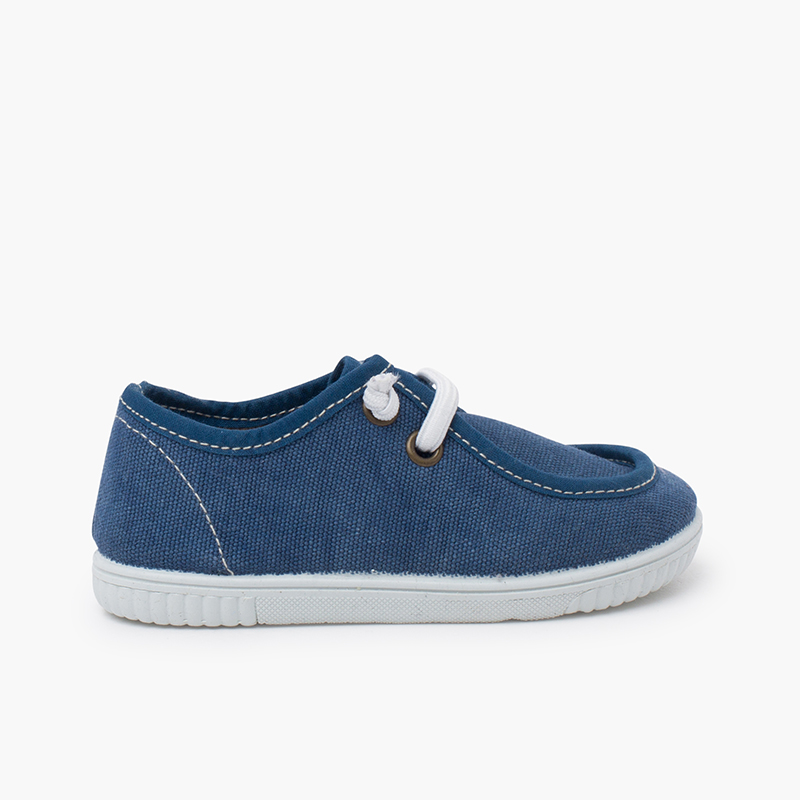 Chaussures bateau wallaby semelle fine lacets élastiques  Bleu Marine