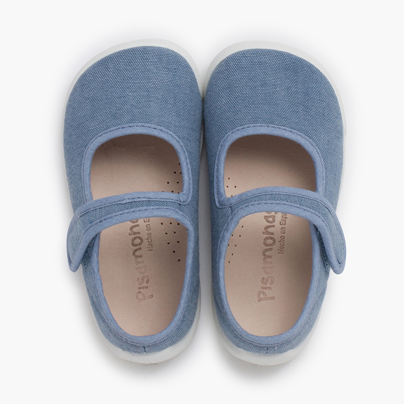 Babies barefoot bride à scratch semelle blanche Bleu