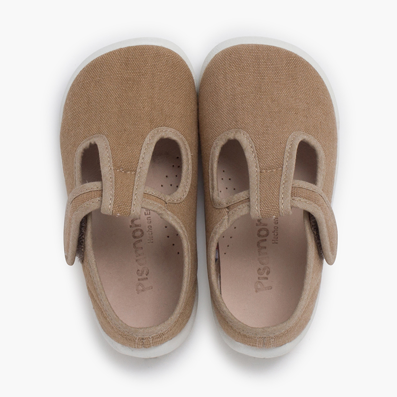 Salomés barefoot bande à scratch semelle blanche Sable