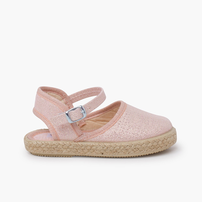 Espadrilles brillantes avec boucle Rose