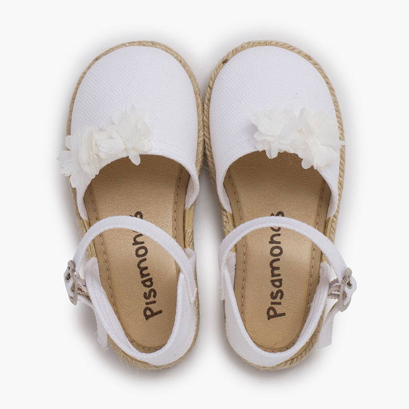 Espadrilles cérémonie fleurs organza Blanc