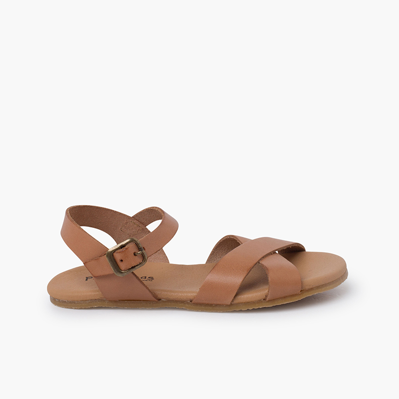 Sandales barefoot brides croisées cuir nappa Sable