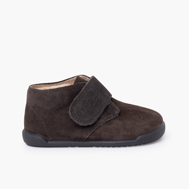 Bottines barefoot suède fermeture scratch Gris