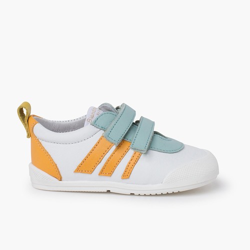 Chaussures Blanditos by Crios rayures latérales Verde agua y naranja